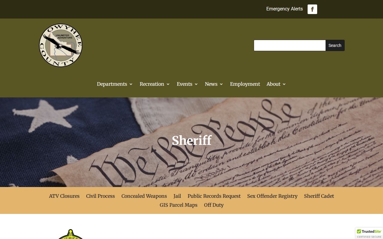Official Owyhee County Sheriff contact page